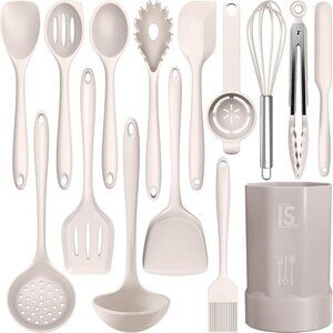 🆕 Silicone Heat Resistant Kitchen Utensils Turner Tongs Spatula Spoon Brush Set